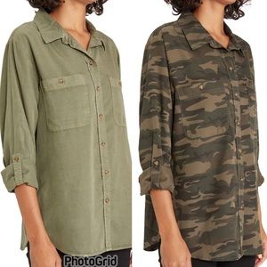 Two Button Down Utility Shirts - XL